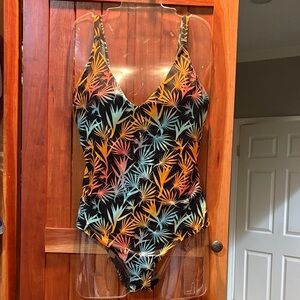 MeUndies Vibrant Leaf Print One Piece Swimsuit